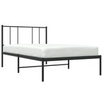 vidaXL Cadre de lit métal avec tête de lit noir 75x190 cm