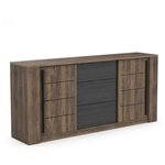 Enfilade MONACO - chêne et noir - 2 Portes + 3 Tiroirs - 206 x 44 9 x 94 cm