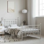 vidaXL Cadre de lit métal sans matelas et pied de lit blanc 100x190 cm