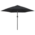 vidaXL Parasol d'extérieur avec LED et mât en acier 300 cm Noir