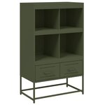 vidaXL Buffet haut vert olive 68 5x39x111 5 cm acier laminé à froid
