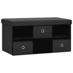 vidaXL Banc de rangement pliable Noir 76x38x38 cm Faux lin