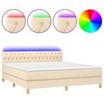 vidaXL Sommier à lattes de lit avec matelas LED Crème 180x200 cm Tissu