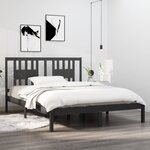 vidaXL Cadre de lit Gris Bois massif 150x200 cm Très grand