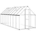 vidaXL Serre avec cadre de base argenté 445x169x195 cm aluminium
