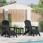 Chaises Adirondack vidaXL avec Reposes-Pieds 2 Pièces Noir HDPE