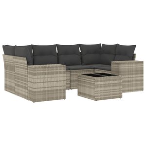vidaXL Salon de jardin avec coussins 7 Pièces gris clair résine tressée