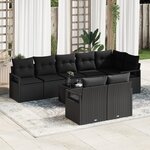 Ensemble de canapé de jardin modulable de 9 pièces avec coussins Beige Poly Rattan