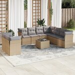 vidaXL Salon de jardin avec coussins 10 Pièces beige résine tressée