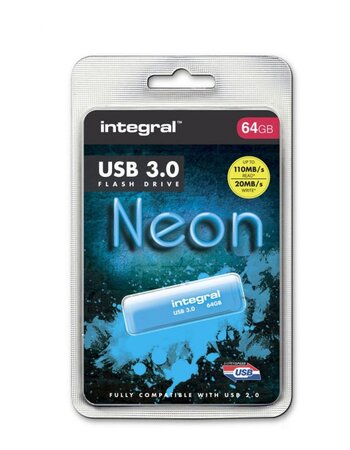 Clé USB Integral Néon 64 Go USB 3.0 (Bleu) - La Poste