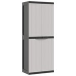 vidaXL Armoire de rangement d'extérieur gris et noir 65x37x165 cm PP
