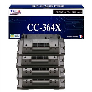 T3AZUR -4x Toners compatibles avec HP CC364X/CE390X (64X/90X) pour HP Laserjet M4555 M4555F M4555FSKM MFP M4555H MFP