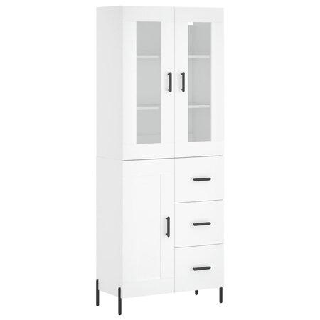 vidaXL Buffet haut Blanc 69 5x34x180 cm Bois d'ingénierie