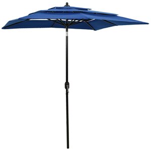 vidaXL Parasol à 3 niveaux avec mât en aluminium Bleu azuré 2x2 m