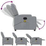 vidaXL Fauteuil de massage inclinable électrique gris clair tissu
