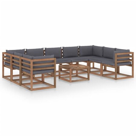 vidaXL Salon de jardin 10 Pièces avec coussins anthracite