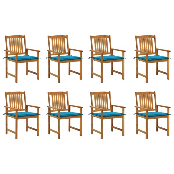 vidaXL Chaises de jardin avec coussins lot de 8 Bois d'acacia solide