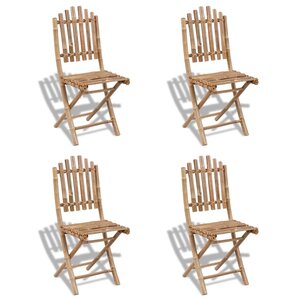 vidaXL Chaises pliables d'extérieur Bambou 4 Pièces