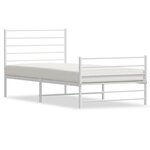 vidaXL Cadre de lit métal avec tête de lit/pied de lit blanc 90x190 cm