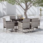 vidaXL Ensemble à manger de jardin coussins 7Pièces Gris et noir