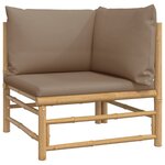 vidaXL Salon de jardin 7 Pièces avec coussins taupe bambou