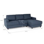 Canapé d'angle droit 4 places - Tissu bleu - 215 x 140 86 cm