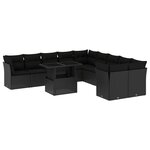 vidaXL Salon de jardin 11 Pièces avec coussins noir résine tressée