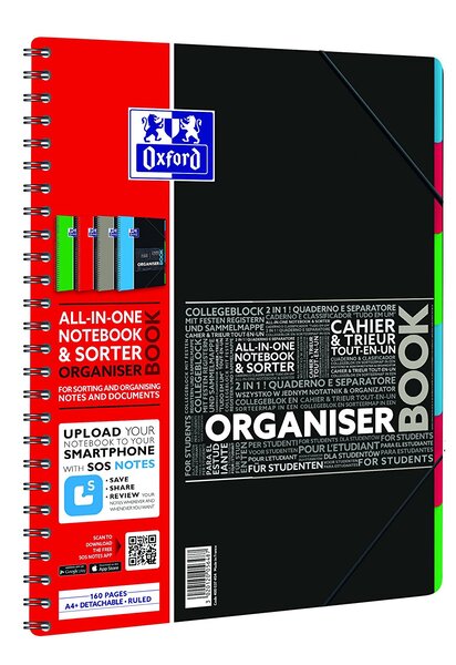 Cahier ETUDIANT 'ORGANISERBOOK' A4+ 160 pages 90g ligné Coloris aléatoire OXFORD
