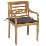 vidaXL Chaises Batavia lot de 2 et coussins taupe Bois de teck massif