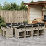 vidaXL Ensemble à manger de jardin et coussins 13 Pièces gris clair rotin