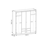 Armoire - chêne Kronberg - 4 portes et 2 tiroirs - Chambre - 198 x 203 1 x 56 6 cm