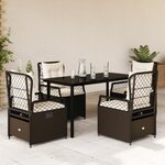 vidaXL Ensemble à manger de jardin 5 Pièces et coussins marron poly rotin