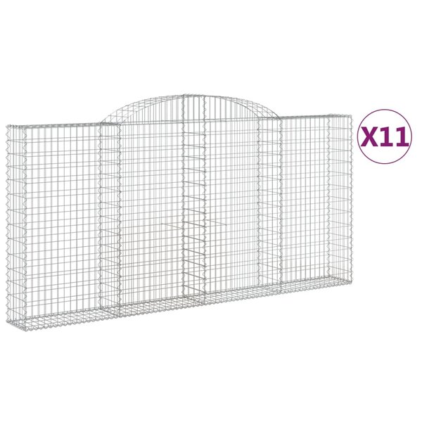 vidaXL Paniers à gabions arqués 11 Pièces 300x30x140/160 cm fer galvanisé
