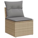 vidaXL Canapé de jardin sans accoudoirs coussins beige résine tressée