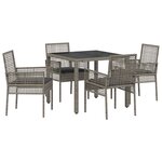 Ensemble de salle à manger de jardin 5 pièces vidaXL avec coussins en poly rotin gris