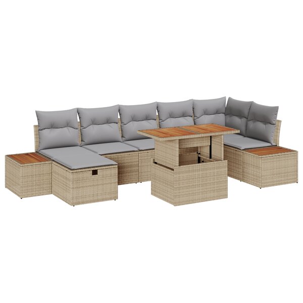 vidaXL Ensemble de canapé de jardin 8 pièces avec coussins Beige Poly Rattan