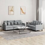 vidaXL Ensemble de canapés 2 Pièces avec coussins Gris clair Tissu