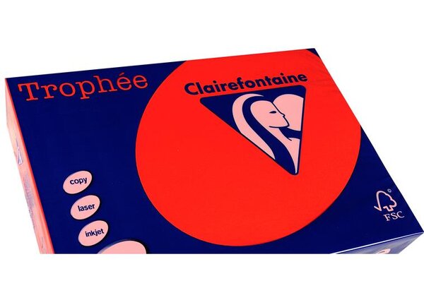 Ramette 250 Feuilles Papier 120g A4 210x297 mm Certifié FSC rouge corail TROPHÉE