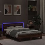 vidaXL Cadre de lit avec tête de lit et LED chêne marron 120x200 cm