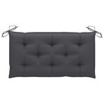 vidaXL Banc de jardin et coussin anthracite 112 cm Bois de teck massif
