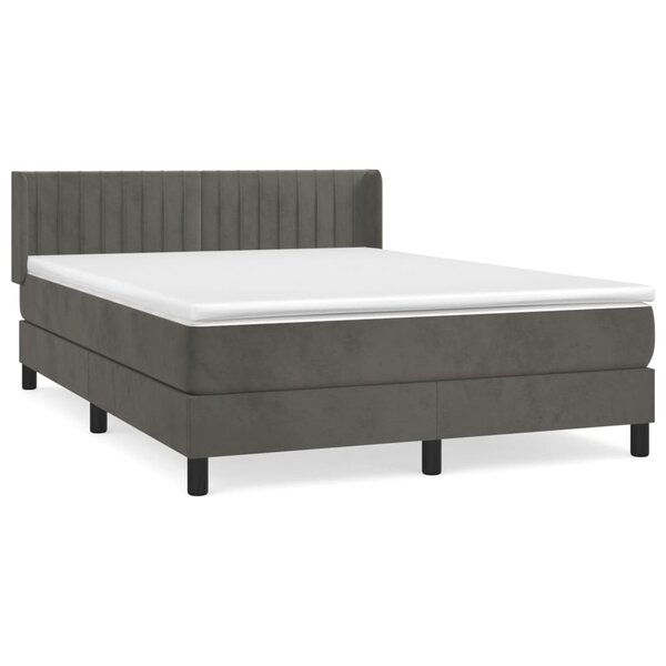vidaXL Sommier à lattes de lit et matelas Gris foncé 140x200cm Velours