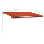 vidaXL Auvent manuel rétractable avec LED 450x350 cm Orange et marron
