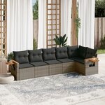 vidaXL Salon de jardin 6 Pièces avec coussins gris résine tressée