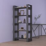 vidaXL Bibliothèque/Séparateur de pièce Gris 80x35x160 cm Bois massif