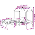 vidaXL Ensemble de lit et de banc avec toit 75x190 cm bois massif pin