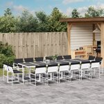 vidaXL Ensemble à manger de jardin avec coussins 17Pièces blanc textilène