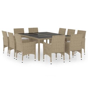 vidaXL Ensemble à manger de jardin 11Pièces Résine tressée Beige