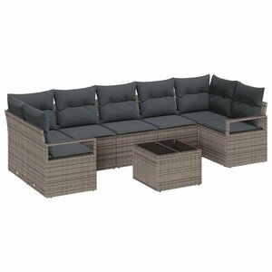 vidaXL Ensemble de Canapés 8 Pièces Gris polyrotin