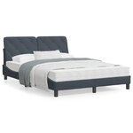 vidaXL Cadre de lit avec tête de lit Gris foncé 140x190 cm Velours
