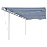 vidaXL Auvent automatique rétractable avec poteaux 6x3 m Bleu et blanc